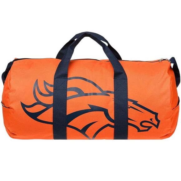 FOCO Denver Broncos Vessel Barrel Duffle Gym and Travel Bag in Team Colors - Picture 3 of 3
